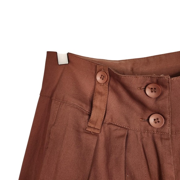 Tiny ANTHROPOLOGIE Pants Womens Small Rust Uysess Wide Leg Pleated Pockets - Picture 4 of 13